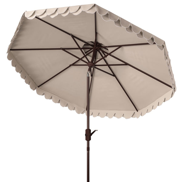 Safavieh ELEGANT Round Patio Umbrella with Double Top Vent Design for Glamorous Outdoor Shade Solutions Beige / White PAT8206C