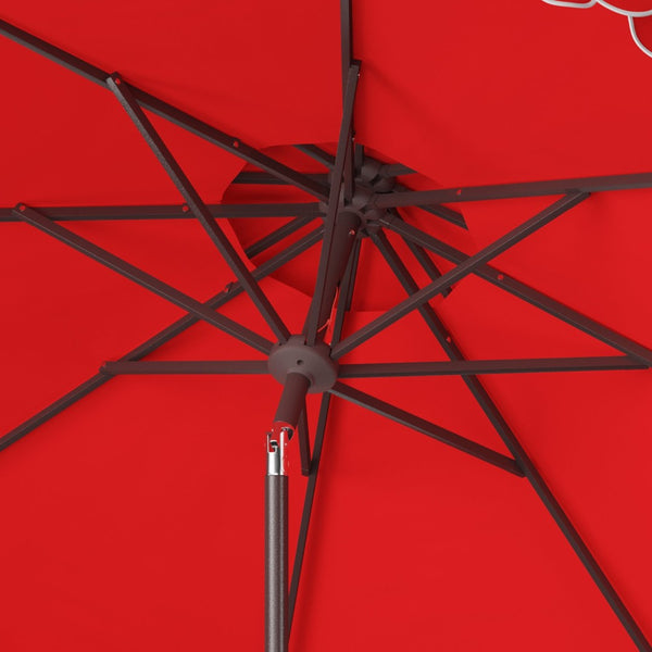 Safavieh ELEGANT Round Patio Umbrella with Double Top Vent Design for Glamorous Outdoor Shade Solutions Red PAT8206D
