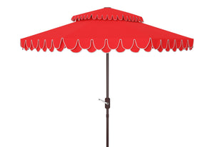 Safavieh ELEGANT Round Patio Umbrella with Double Top Vent Design for Glamorous Outdoor Shade Solutions Red PAT8206D