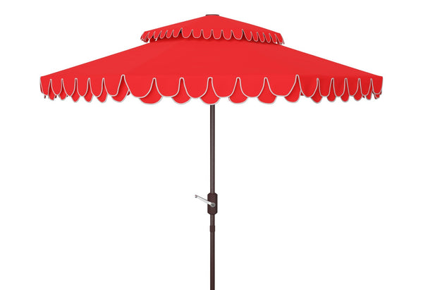 Safavieh ELEGANT Round Patio Umbrella with Double Top Vent Design for Glamorous Outdoor Shade Solutions Red PAT8206D