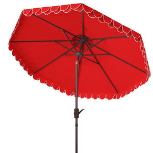 Safavieh ELEGANT Round Patio Umbrella with Double Top Vent Design for Glamorous Outdoor Shade Solutions Red PAT8206D