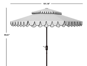 Safavieh ELEGANT Round Patio Umbrella with Double Top Vent Design for Glamorous Outdoor Shade Solutions Ivory / Black PAT8206E