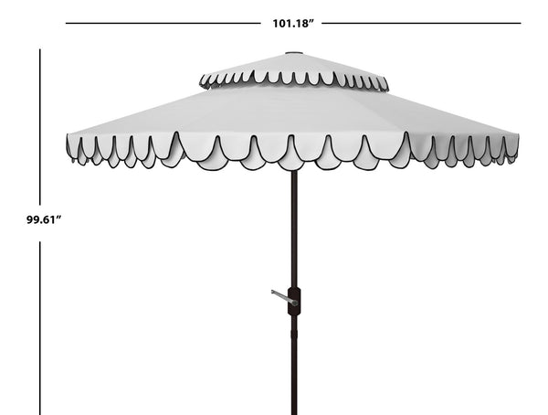 Safavieh ELEGANT Round Patio Umbrella with Double Top Vent Design for Glamorous Outdoor Shade Solutions Ivory / Black PAT8206E