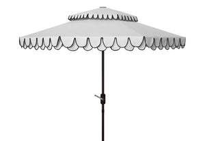 Safavieh ELEGANT Round Patio Umbrella with Double Top Vent Design for Glamorous Outdoor Shade Solutions Ivory / Black PAT8206E