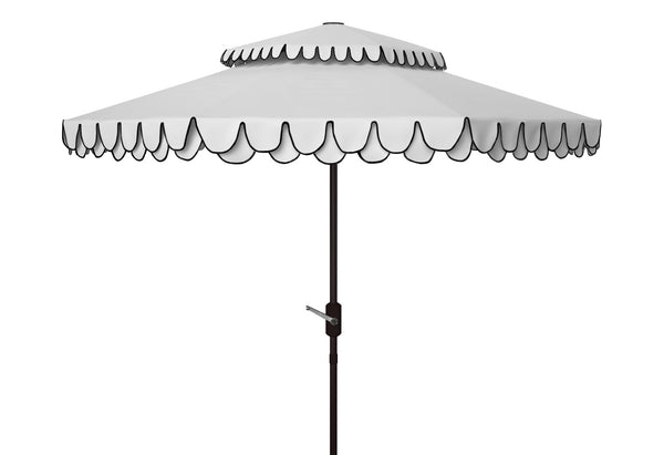 Safavieh ELEGANT Round Patio Umbrella with Double Top Vent Design for Glamorous Outdoor Shade Solutions Ivory / Black PAT8206E
