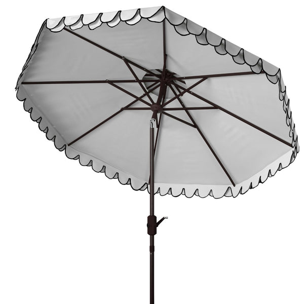 Safavieh ELEGANT Round Patio Umbrella with Double Top Vent Design for Glamorous Outdoor Shade Solutions Ivory / Black PAT8206E