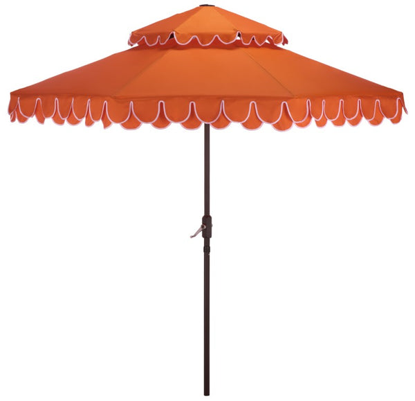 Safavieh Elegant 9 Foot Vented Patio Umbrella with Scalloped Valance for Resort Style Shade Orange PAT8206O