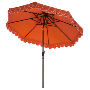 Safavieh Elegant 9 Foot Vented Patio Umbrella with Scalloped Valance for Resort Style Shade Orange PAT8206O