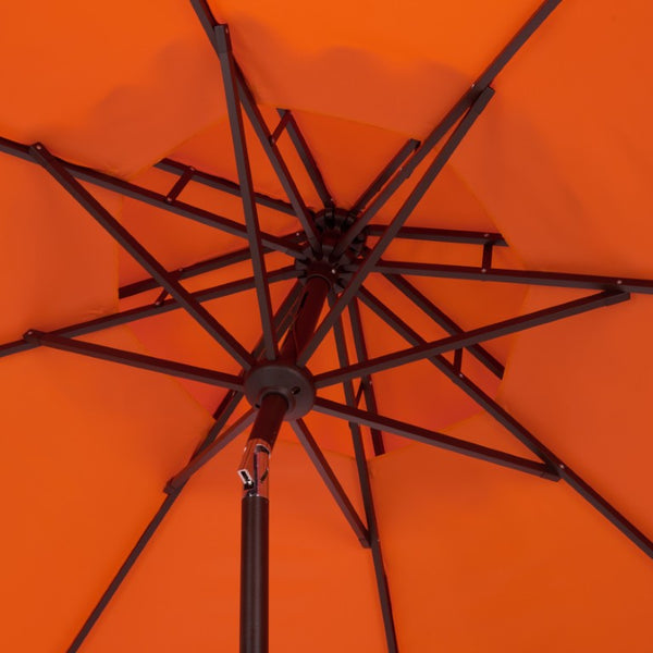 Safavieh Elegant 9 Foot Vented Patio Umbrella with Scalloped Valance for Resort Style Shade Orange PAT8206O