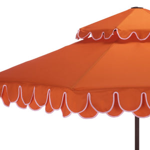 Safavieh Elegant 9 Foot Vented Patio Umbrella with Scalloped Valance for Resort Style Shade Orange PAT8206O