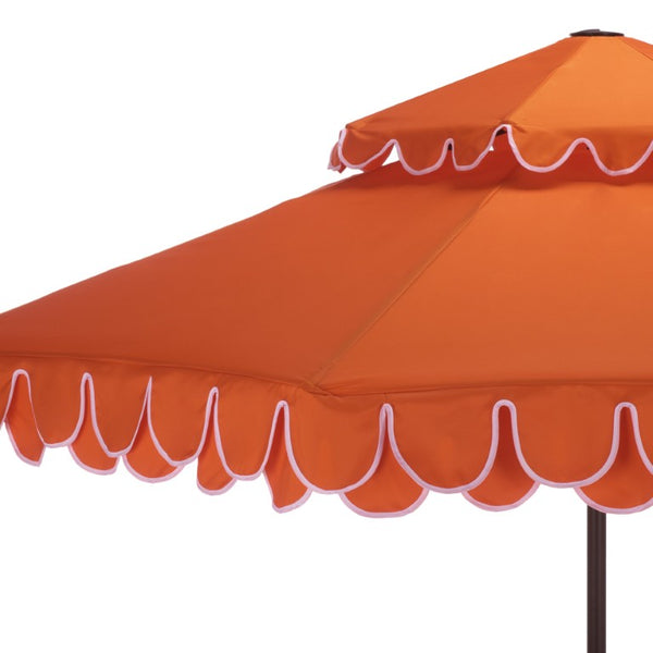 Safavieh Elegant 9 Foot Vented Patio Umbrella with Scalloped Valance for Resort Style Shade Orange PAT8206O