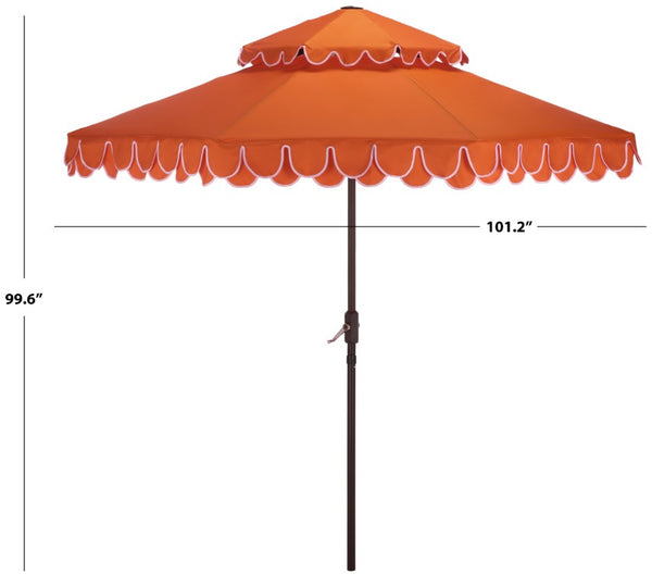 Safavieh Elegant 9 Foot Vented Patio Umbrella with Scalloped Valance for Resort Style Shade Orange PAT8206O