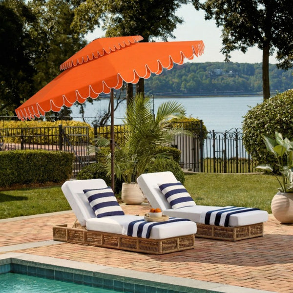 Safavieh Elegant 9 Foot Vented Patio Umbrella with Scalloped Valance for Resort Style Shade Orange PAT8206O