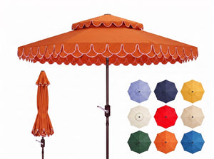 Safavieh Elegant 9 Foot Vented Patio Umbrella with Scalloped Valance for Resort Style Shade Orange PAT8206O