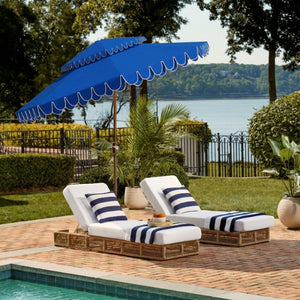 Safavieh Elegant 9 Foot Vented Patio Umbrella with Scalloped Valance for Resort Style Shade Pacific Blue PAT8206P