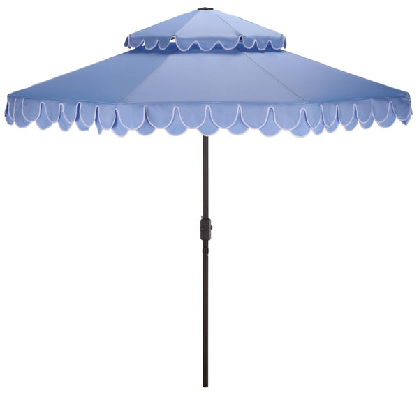 Safavieh Elegant 9 Foot Vented Patio Umbrella with Scalloped Valance for Resort Style Shade Baby Blue PAT8206U