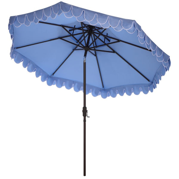 Safavieh Elegant 9 Foot Vented Patio Umbrella with Scalloped Valance for Resort Style Shade Baby Blue PAT8206U