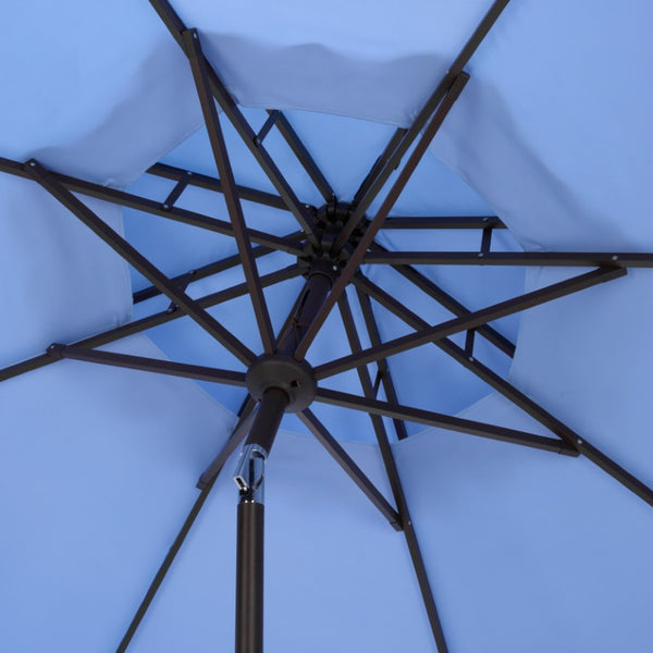Safavieh Elegant 9 Foot Vented Patio Umbrella with Scalloped Valance for Resort Style Shade Baby Blue PAT8206U