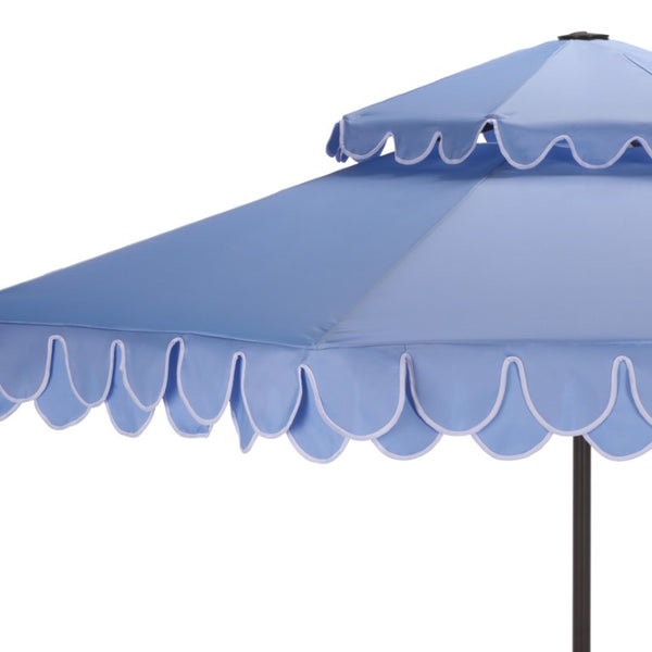 Safavieh Elegant 9 Foot Vented Patio Umbrella with Scalloped Valance for Resort Style Shade Baby Blue PAT8206U