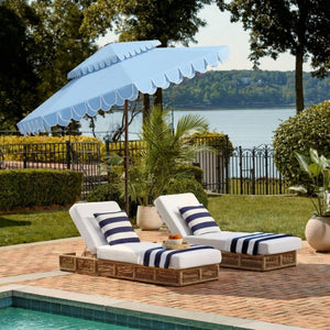 Safavieh Elegant 9 Foot Vented Patio Umbrella with Scalloped Valance for Resort Style Shade Baby Blue PAT8206U