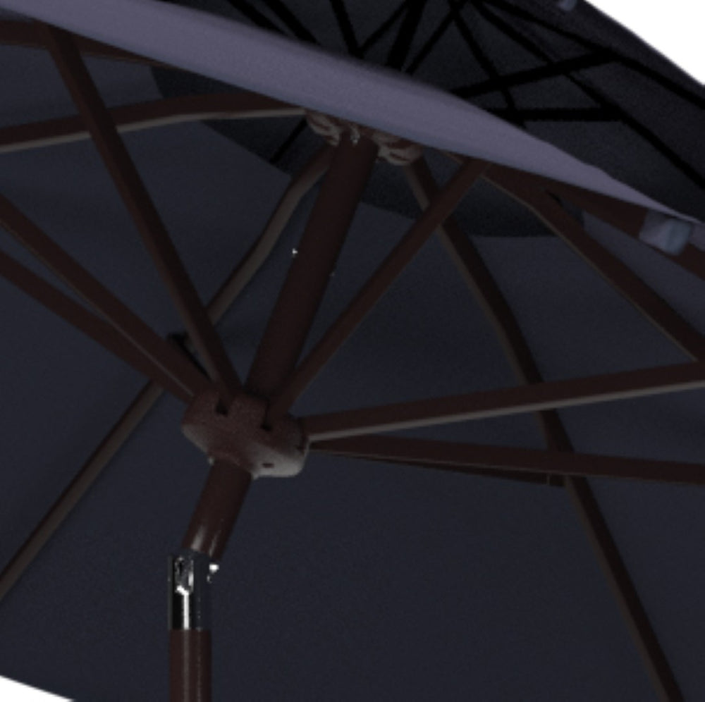 Safavieh ATHENS 9FT DOUBLE TOP CRANK UMBRELLA - Chic Mediterranean Style for Patio and Outdoor Living Spaces Navy / White PAT8207A
