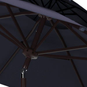 Safavieh ATHENS 9FT DOUBLE TOP CRANK UMBRELLA - Chic Mediterranean Style for Patio and Outdoor Living Spaces Navy / White PAT8207A