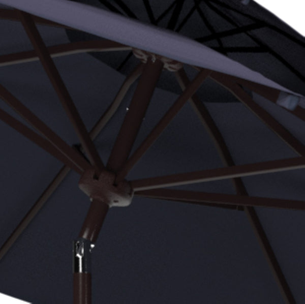 Safavieh ATHENS 9FT DOUBLE TOP CRANK UMBRELLA - Chic Mediterranean Style for Patio and Outdoor Living Spaces Navy / White PAT8207A