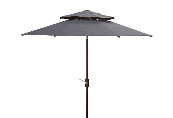 Safavieh ATHENS 9FT DOUBLE TOP CRANK UMBRELLA - Chic Mediterranean Style for Patio and Outdoor Living Spaces Navy / White PAT8207A