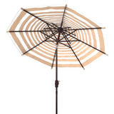 Safavieh Athens 9Ft Double Top Crank Umbrella Beige / White  Aluminum PAT8207B