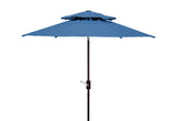 Safavieh Athens 9Ft Double Top Crank Umbrella Baby Blue / White  Aluminum PAT8207C