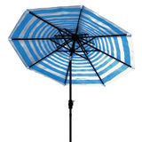 Safavieh Athens 9Ft Double Top Crank Umbrella Baby Blue / White  Aluminum PAT8207C