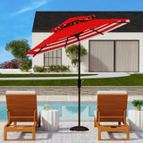 Safavieh Athens 9Ft Double Top Crank Umbrella Red / White Aluminum PAT8207F