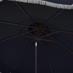 Safavieh MILAN 9FT Double Top Crank Umbrella - Elegant Outdoor Shade for Patios, Poolside, and Gatherings Navy / White PAT8208A