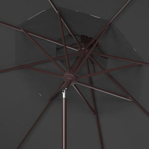 Safavieh MILAN 9FT Double Top Crank Umbrella - Elegant Outdoor Shade for Patios, Poolside, and Gatherings Grey PAT8208B