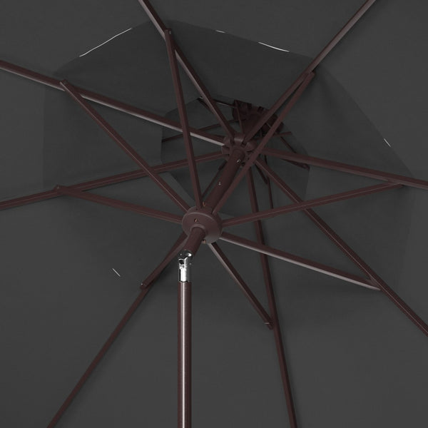 Safavieh MILAN 9FT Double Top Crank Umbrella - Elegant Outdoor Shade for Patios, Poolside, and Gatherings Grey PAT8208B