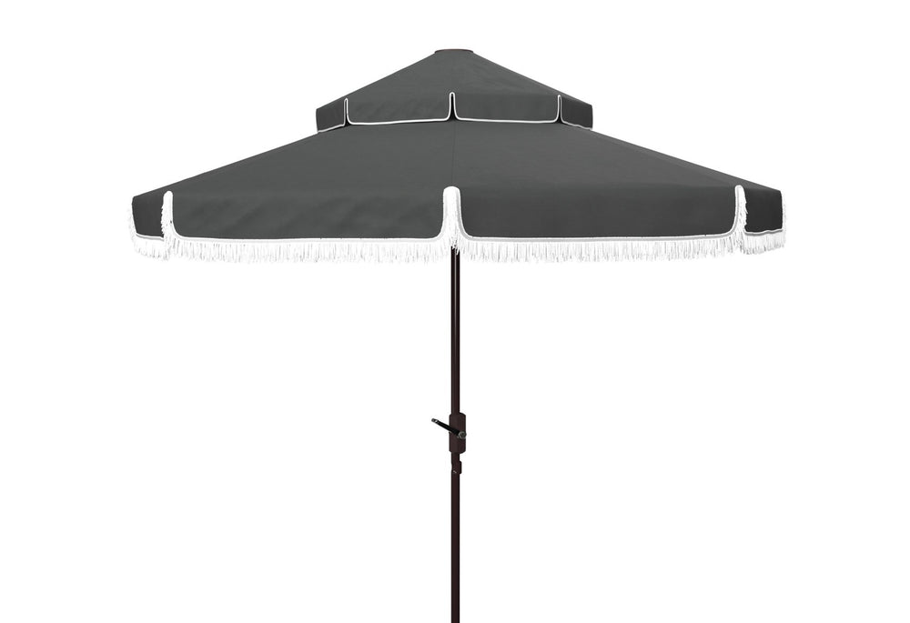 Safavieh MILAN 9FT Double Top Crank Umbrella - Elegant Outdoor Shade for Patios, Poolside, and Gatherings Grey PAT8208B