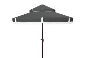 Safavieh MILAN 9FT Double Top Crank Umbrella - Elegant Outdoor Shade for Patios, Poolside, and Gatherings Grey PAT8208B