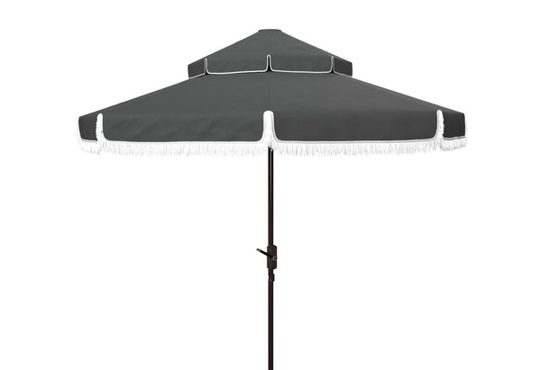 Safavieh MILAN 9FT Double Top Crank Umbrella - Elegant Outdoor Shade for Patios, Poolside, and Gatherings Grey PAT8208B