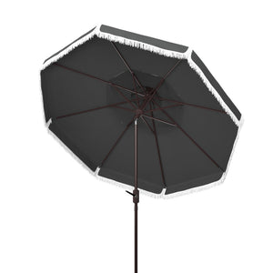 Safavieh MILAN 9FT Double Top Crank Umbrella - Elegant Outdoor Shade for Patios, Poolside, and Gatherings Grey PAT8208B