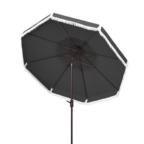 Safavieh MILAN 9FT Double Top Crank Umbrella - Elegant Outdoor Shade for Patios, Poolside, and Gatherings Grey PAT8208B