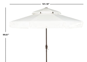 Safavieh MILAN 9FT Double Top Crank Umbrella - Elegant Outdoor Shade for Patios, Poolside, and Gatherings Ivory PAT8208C