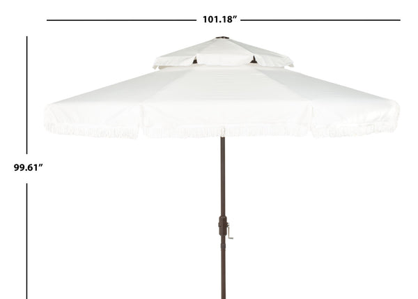 Safavieh MILAN 9FT Double Top Crank Umbrella - Elegant Outdoor Shade for Patios, Poolside, and Gatherings Ivory PAT8208C