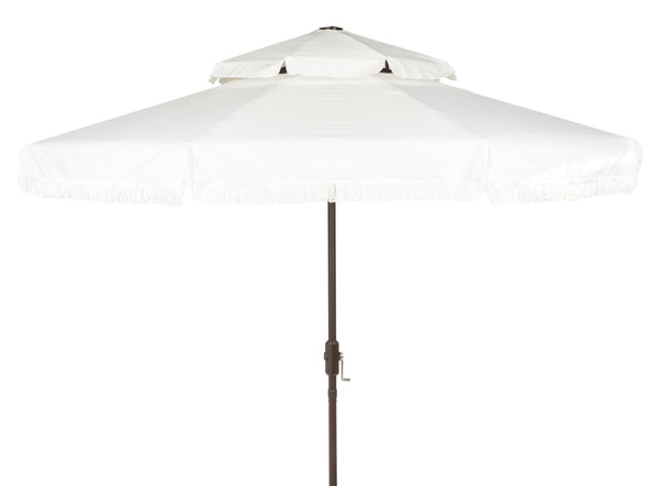 Safavieh MILAN 9FT Double Top Crank Umbrella - Elegant Outdoor Shade for Patios, Poolside, and Gatherings Ivory PAT8208C