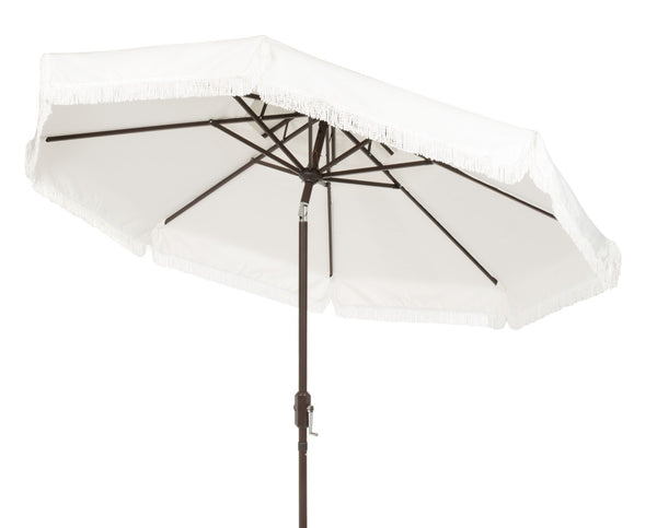 Safavieh MILAN 9FT Double Top Crank Umbrella - Elegant Outdoor Shade for Patios, Poolside, and Gatherings Ivory PAT8208C