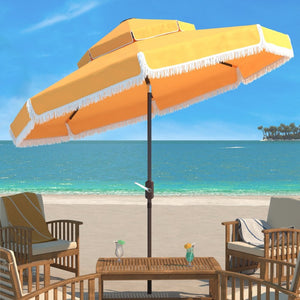 Safavieh MILAN 9FT Double Top Crank Umbrella - Elegant Outdoor Shade for Patios, Poolside, and Gatherings Yellow PAT8208D