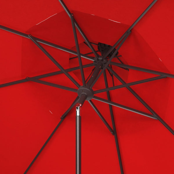 Safavieh MILAN 9FT Double Top Crank Umbrella - Elegant Outdoor Shade for Patios, Poolside, and Gatherings Red PAT8208E