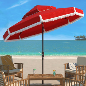 Safavieh MILAN 9FT Double Top Crank Umbrella - Elegant Outdoor Shade for Patios, Poolside, and Gatherings Red PAT8208E