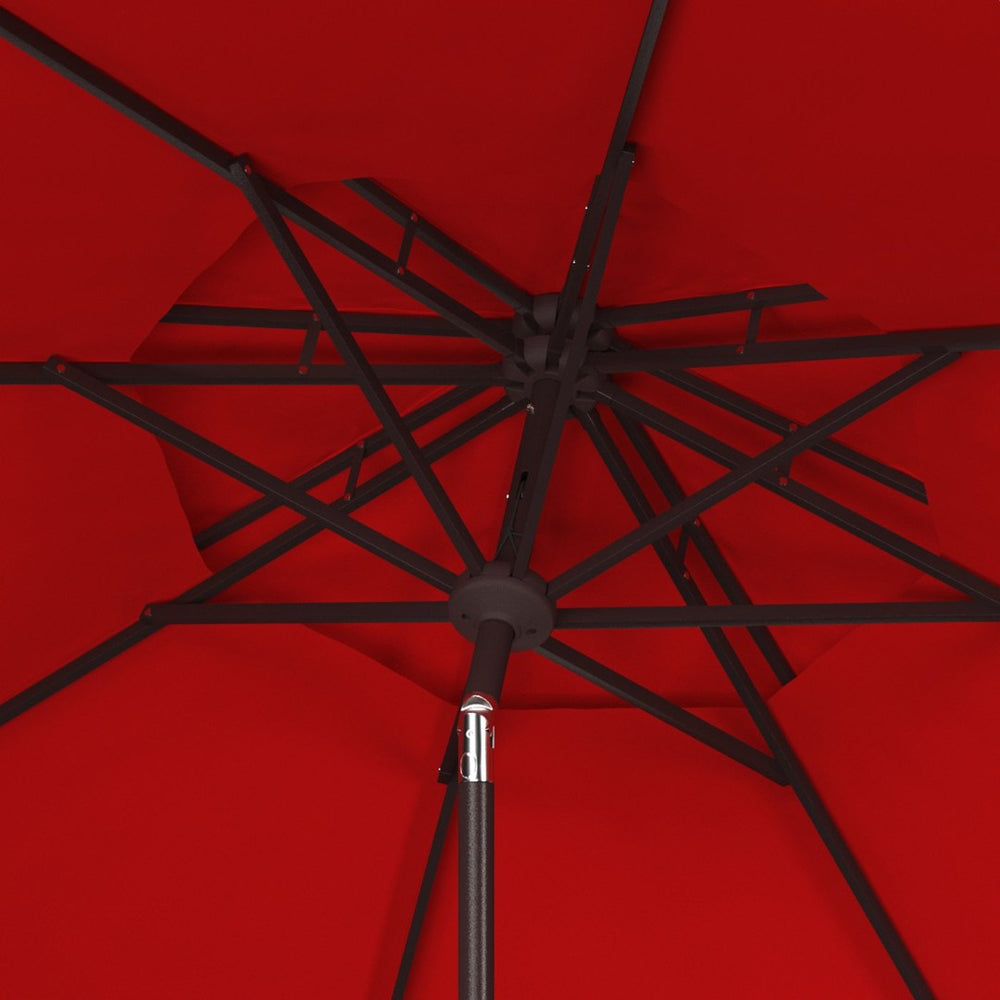 Safavieh VENICE 9FT Double-Top Crank Umbrella - Stylish Outdoor Canopy with Scalloped Trim for Perfect Shade Red PAT8210C