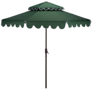 Safavieh Venice 9 Foot Round Double Top Crank Patio Umbrella with Resort Outdoor Style Hunter Green PAT8210H