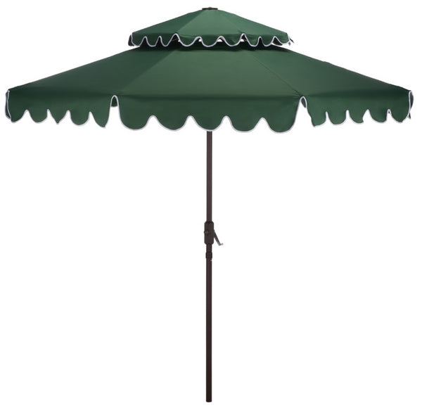 Safavieh Venice 9 Foot Round Double Top Crank Patio Umbrella with Resort Outdoor Style Hunter Green PAT8210H